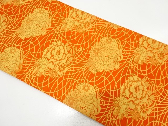 JAPANESE KIMONO / ANTIQUE FUKURO OBI / SILK / WOVEN FLORAL KUSUDAMA